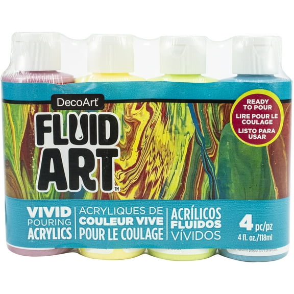 DecoArt FluidArt Paint Pouring Value Pack 4/Pkg-Tropical