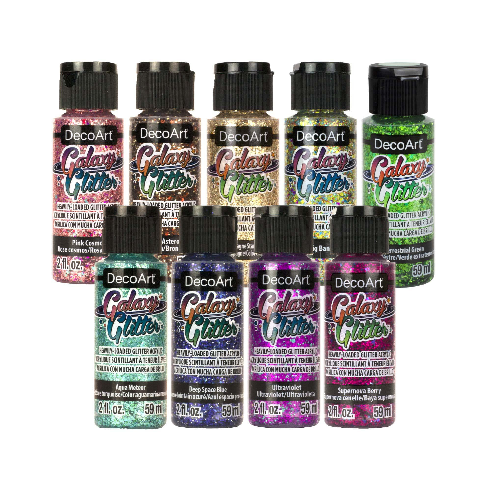 DecoArt Galaxy Glitter Bright Colors, 9 High-Sparkle Shades, 2 fl oz Bottles