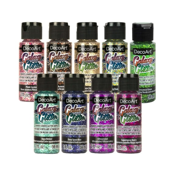 DecoArt Galaxy Glitter Bright Colors, 9 High-Sparkle Shades, 2 fl oz Bottles