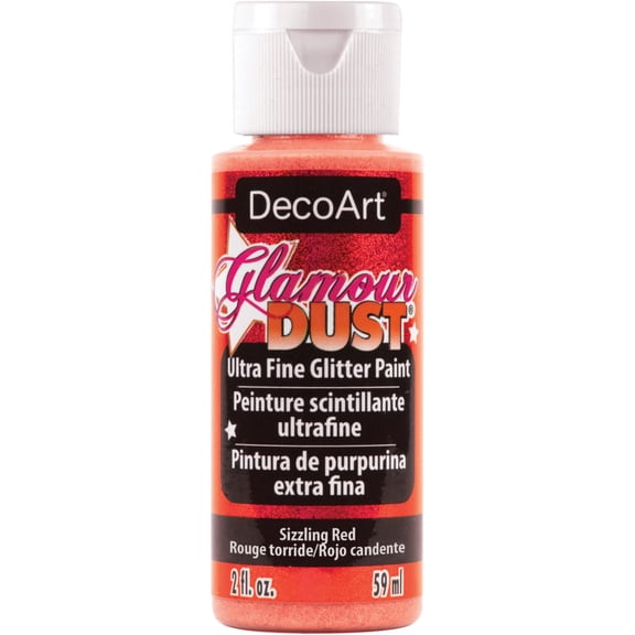 DecoArt Glamour Dust 2-Ounce Sizzling Red Glitter Paint