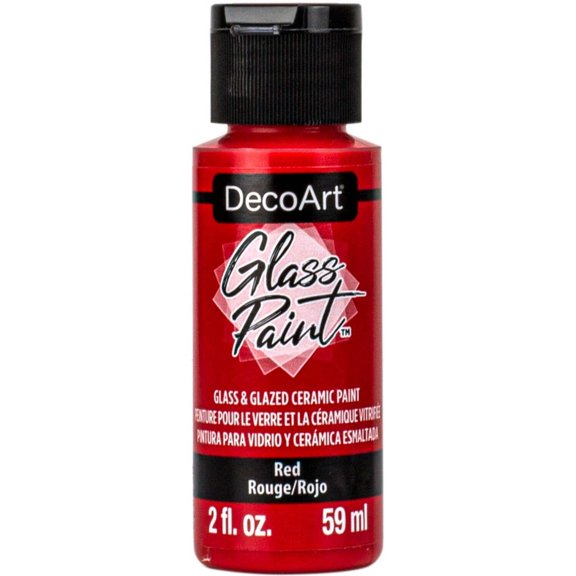 DecoArt Glass Paint, 2 fl oz, Durable Satin Finish Paint for Glass and Ceramic Surfaces