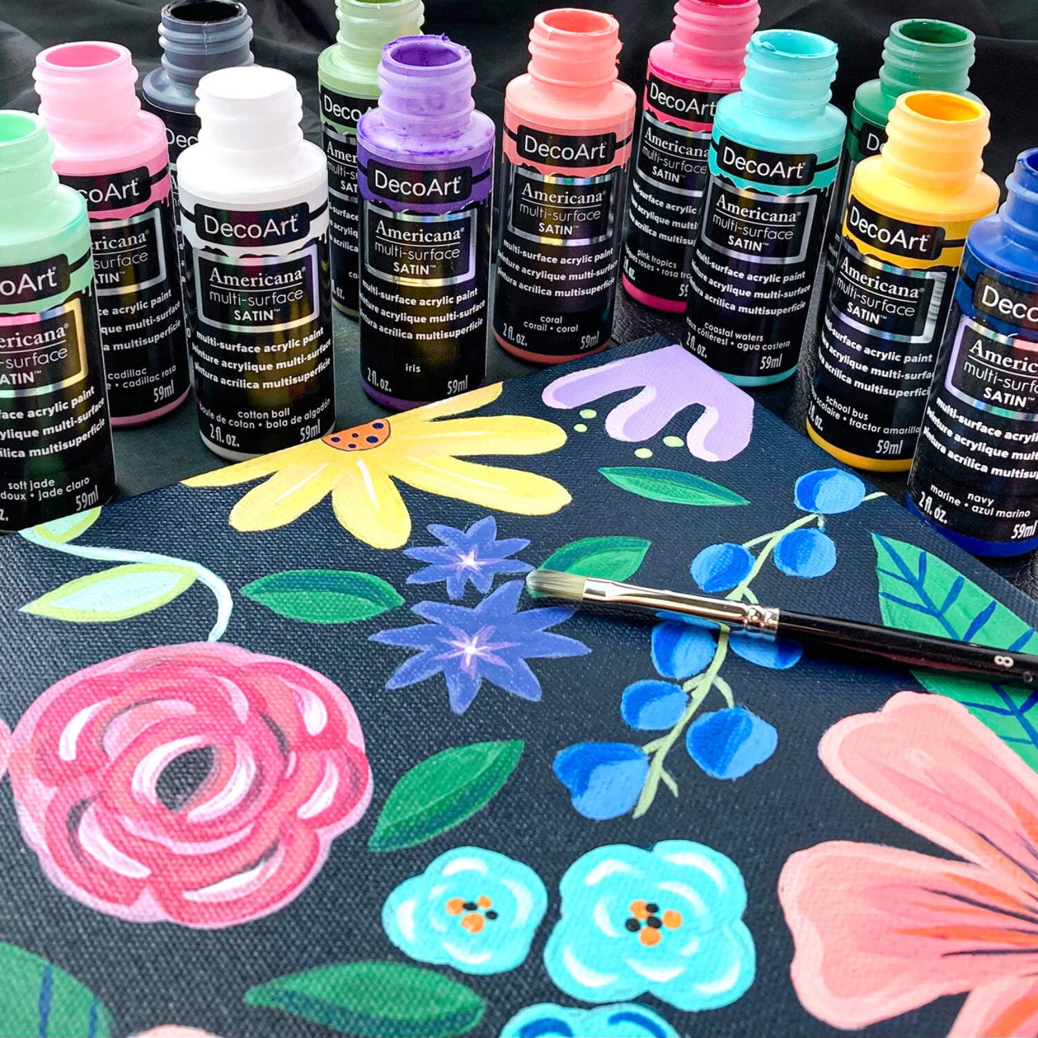 DecoArt Modern Floral Acrylic Paint Set – 12-Color Multi-Surface Kit