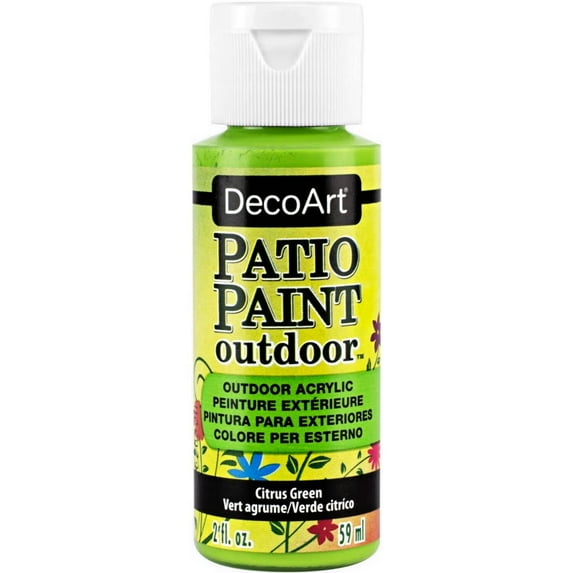 DecoArt Patio Paint Outdoor Acrylic, Citrus Green – Weather-Resistant Craft Paint, 2 oz