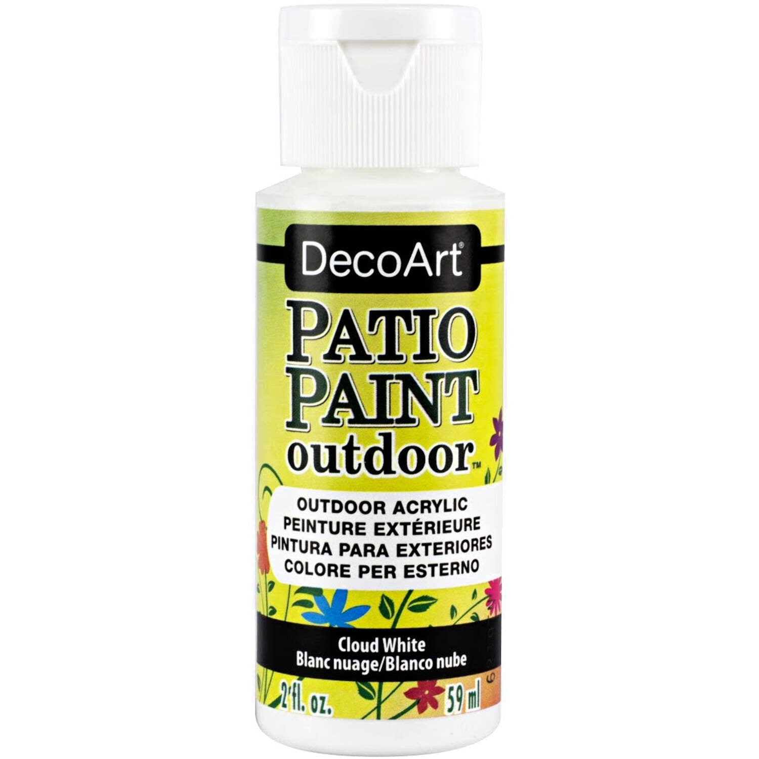 DecoArt Patio Paint Outdoor Acrylic, Cloud White – Weather-Resistant Craft Paint, 2 oz