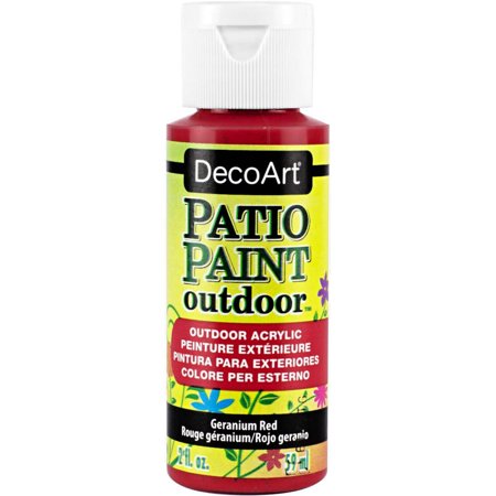 DecoArt Patio Paint Outdoor Acrylic, Geranium Red – Weather-Resistant Craft Paint, 2 oz