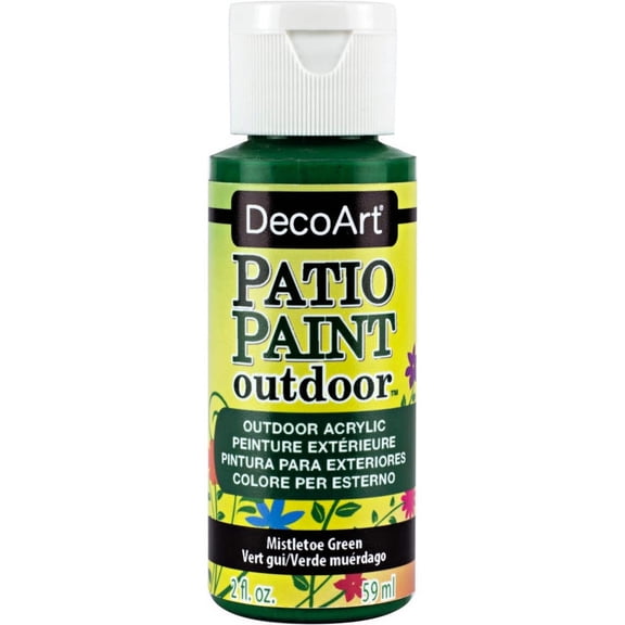 DecoArt Patio Paint Outdoor Acrylic, Mistletoe Green – Weather-Resistant Craft Paint, 2 oz