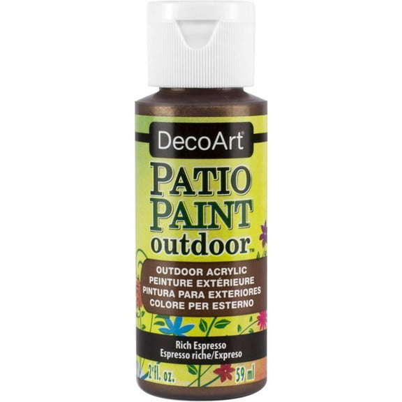 DecoArt Patio Paint Outdoor Acrylic, Rich Espresso – Weather-Resistant Metallic Paint, 2 oz