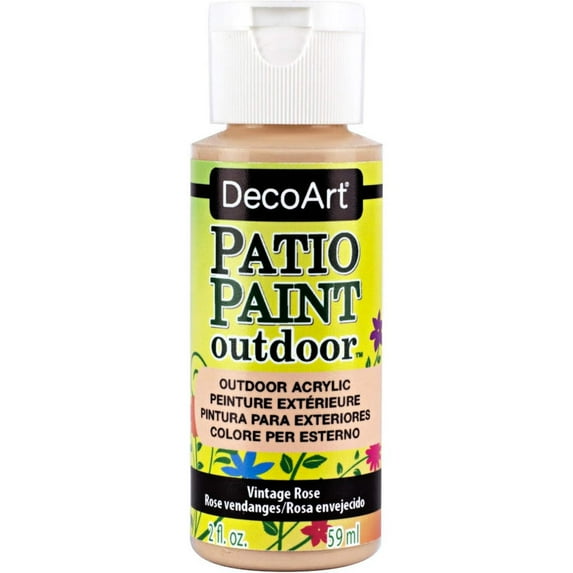 DecoArt Patio Paint Outdoor Acrylic, Vintage Rose – Weather-Resistant Craft Paint, 2 oz