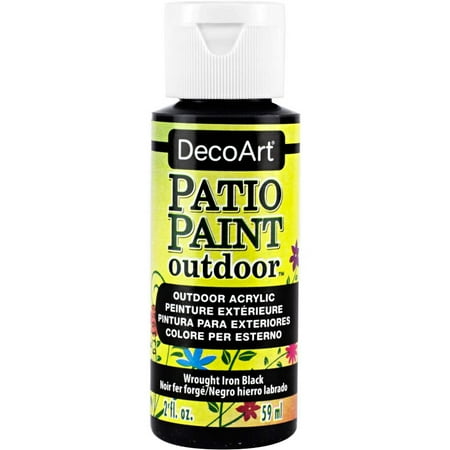 DecoArt Patio Paint Outdoor Acrylic, Wrought Iron Black – Weather-Resistant Craft Paint, 2 oz