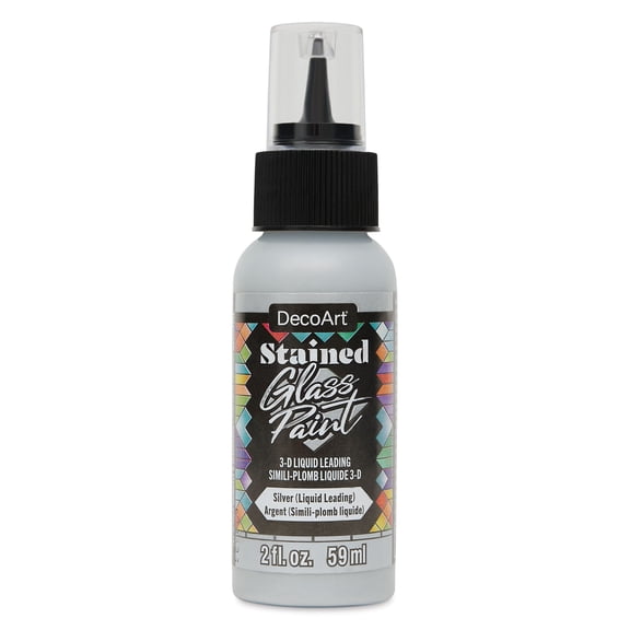 DecoArt Stained Glass Paint 3-D Liquid Leading - Silver, 2 oz Bottle