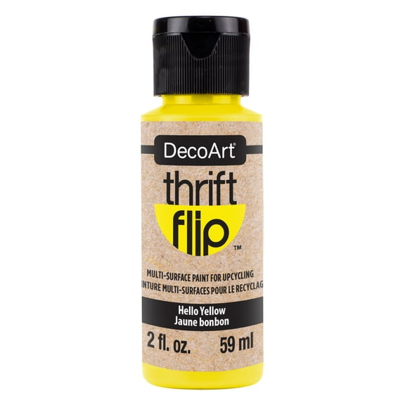 DecoArt Thrift Flip Multi-Surface Paint - Hello Yellow, 2 oz