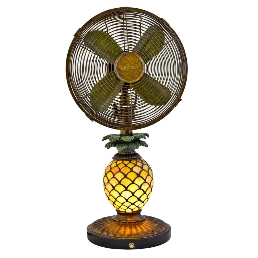 Global Product Resources Table Fan/Lamp - Mosaic Glass Pineapple