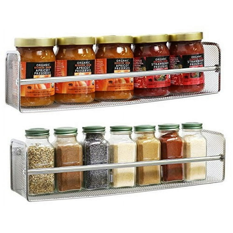DecoBros Pack Wall Mount Single Tier Mesh Spice Rack, Chrome