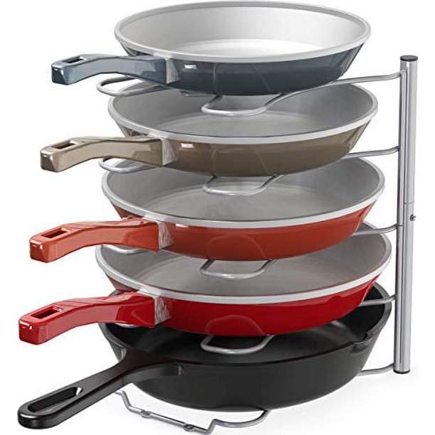 DecoBros Kitchen Counter and Pan Organizer Shelf Rack, Silver