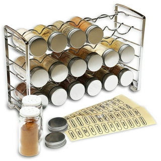 HappyHome Spice Rack with Jars, Funnel, Labels, & Pen - Wall Mount Metal Spice  Organizer 