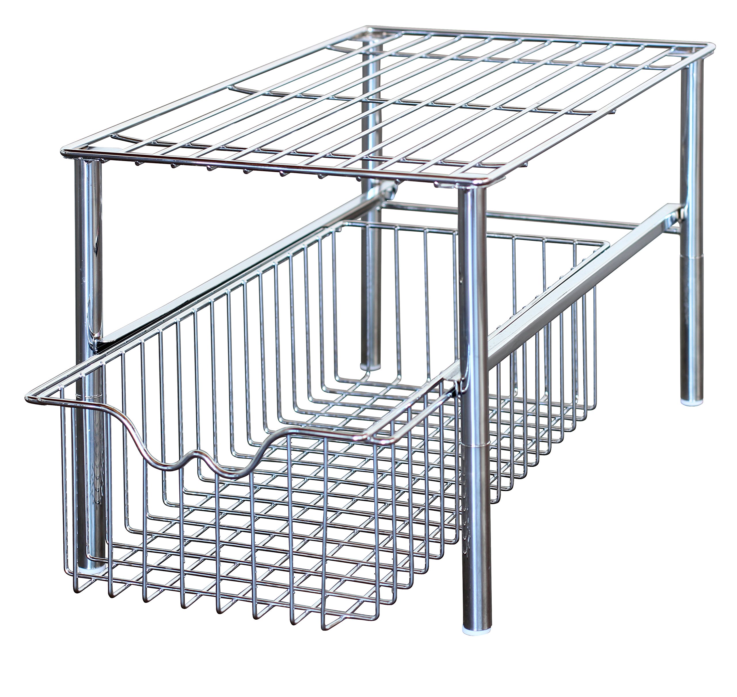 SimpleHouseware Stackable Under Sink Sliding Basket Organizer