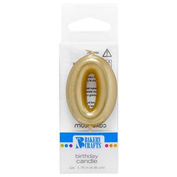 DecoPac Bakery Crafts 2446 Mini Gold Number Wax Candle Number 0