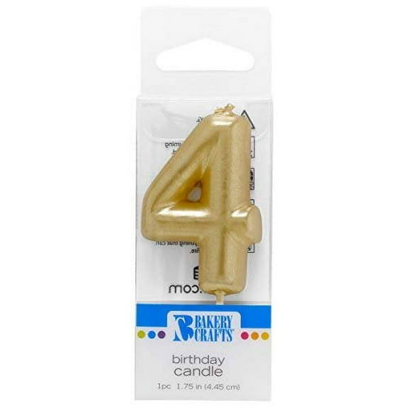 DecoPac Bakery Crafts 2446 Mini Gold Number Wax Candle Number 4