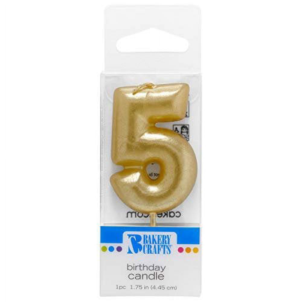 DecoPac Bakery Crafts 2446 Mini Gold Number Wax Candle Number 5 ...