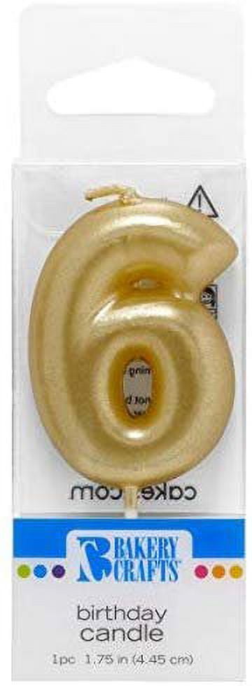 DecoPac Bakery Crafts 2446 Mini Gold Number Wax Candle Number 6 ...