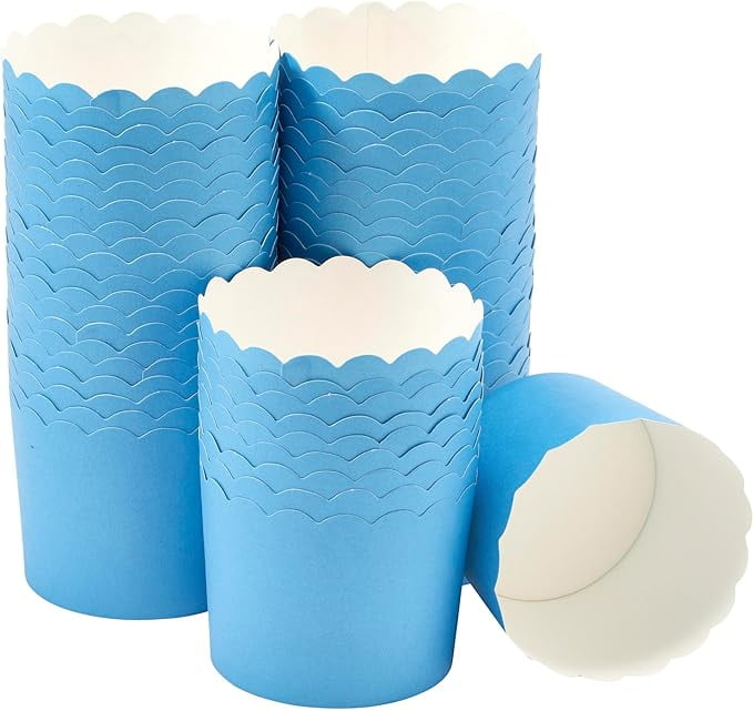DecoPac Blue Scalloped Baking Cups,50 Count(Pack of 1), Perfect For