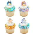 thumbnail image 1 of DecoPac Bluey So Much Fun Rings, 24 Cupcake Decorations Featuring Bluey, Bingo, Bandit, and Chilli, 3D Food Safe Cake Toppers – 24 Pack, 1 of 8