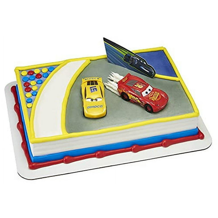 DecoPac Disney and Pixar Cars 3 Ahead of The Curve Cake Topper featuring Lightning McQueen Cruz Ramirez and Jackson Storm 1 SET