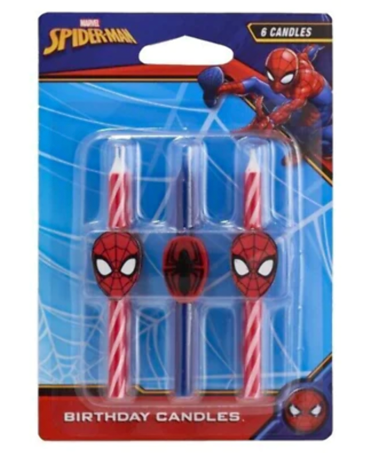 DecoPac Glittered Marvel's-Spider-Man Birthday Candles, Multicolor, 3/16