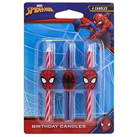 DecoPac Glittered Marvel's-Spider-Man Birthday Candles, Multicolor, 3/16