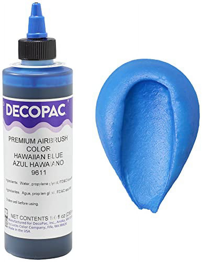 DecoPac Hawaiian Blue Food Coloring, 8 Fl Oz Airbrush Food Color