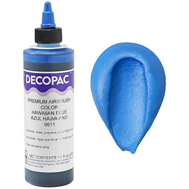 DecoPac Hawaiian Blue Food Coloring, 8 Fl Oz Airbrush Food Color ...