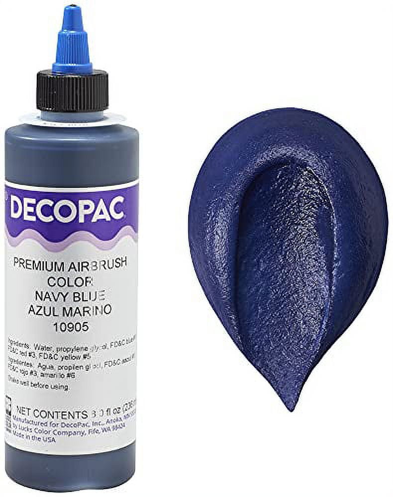 DecoPac Navy Blue Food Coloring, 8 Fl Oz Airbrush Food Color, Edible