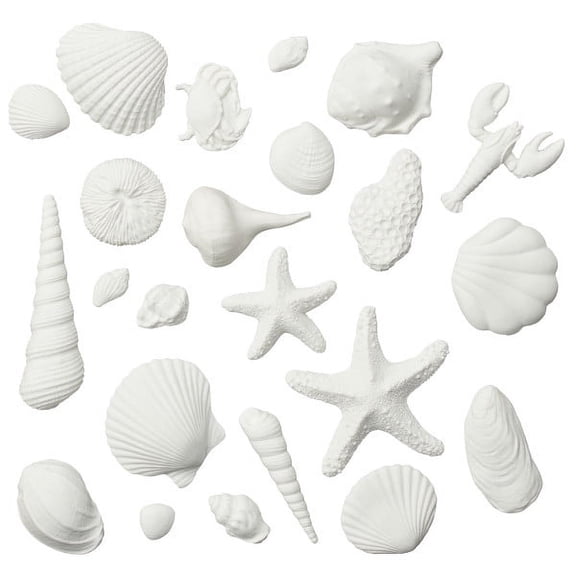 DecoPac Non-Edible Gum Paste Seashell Assortment Layon, White