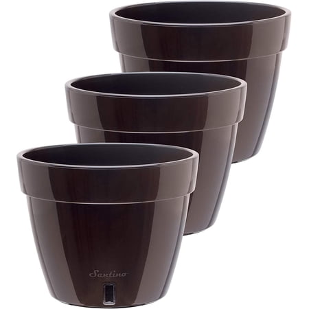 DecoPots - 3 Pack - 12.6 Inch - Self Watering Planter - Modern Flower Pot with Water Level Indicator for All House Plants, Flowers, Herbs - Height 9.8 inches Diameter 12.6", Black - Gold/Black