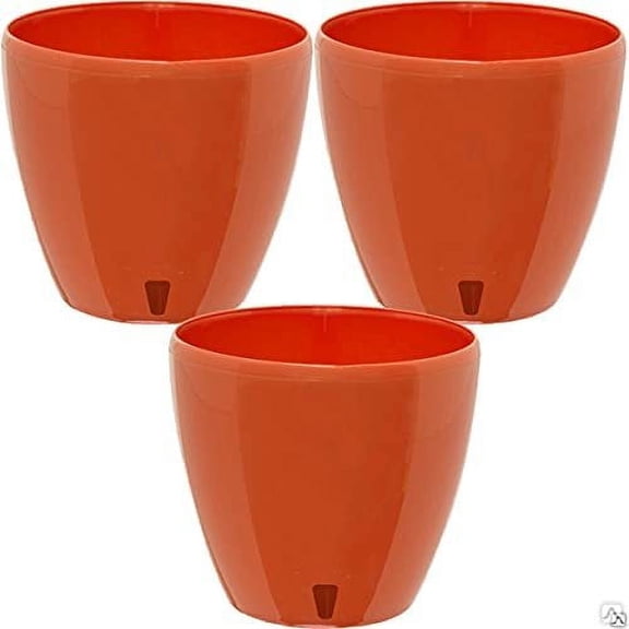 DecoPots - 5.5" Self Watering Planter - 3 Pack Indoor/Outdoor Decorative Flower Pots with Drainage Cartridge and Water Level Indicator 5.5", Poppy Red