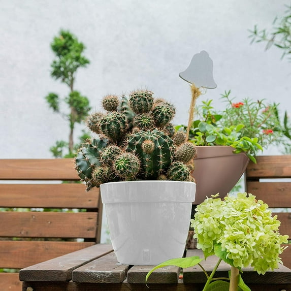 DecoPots - Self Watering Planter - Modern Flower Pot with Water Level Indicator for All House Plants, Flowers, Herbs - Height 9 inches Diameter 11.8", White - Black