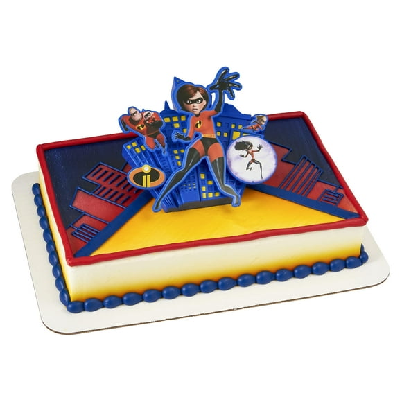 DecoSet Disney and Pixar Incredibles 2 RST1We Are Incredible Cake Topper, 1-Piece Printed Layon Featuring Elastigirl, Mr. Incredible, Dash, Violet, JackJack, Use to Create Outstanding Cakes