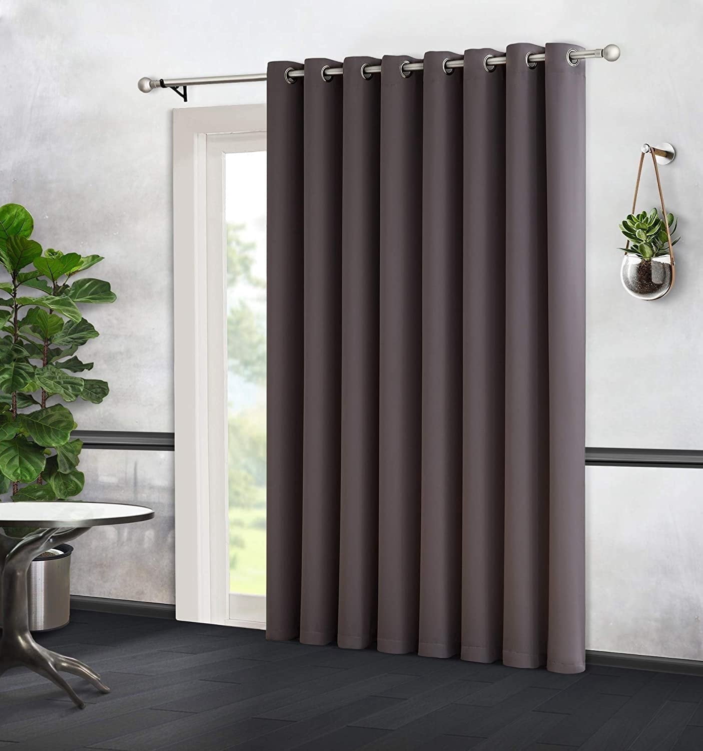 DecoSource - 1 Extra Wide Premium Patio Panel - 102 Inch Wide - 84" Long - 16 Grommets - Ideal for Sliding and Patio Doors - Thermal Insulated Blackout Curtain 102" x 84", Charcoal
