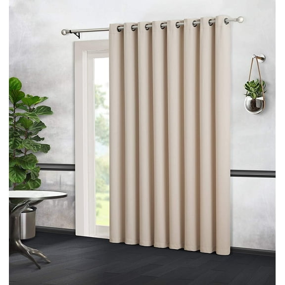 DecoSource - 1 Extra Wide Premium Patio Panel - 102 Inch Wide - 84" Long - 16 Grommets - Ideal for Sliding and Patio Doors - Thermal Insulated Blackout Curtain 102" x 84", Ivory