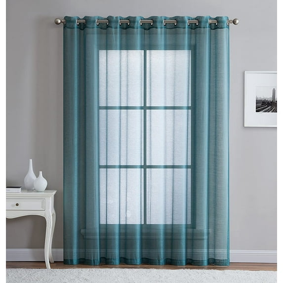 DecoSource Best Sheer Grommet Window Curtains Panels for Bedroom, Living Room, Kitchen, Kid's Room and Outdoors Durable Polyester-2 Pieces 54x63 inch, Sea Green