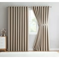 thumbnail image 1 of DecoSource - 2 Wall-to-Wall Blackout Grommet Curtains Panels - 132 Inch Long with Tiebacks - Total Size 216 Inch Wide (108 Each Panel) - Solid Thermal Insulated 108" x 132", Ivory, 1 of 5
