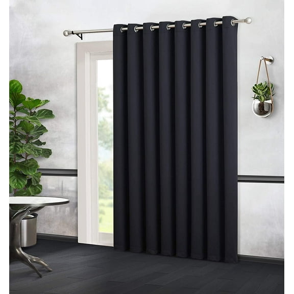 DecoSource Black Patio Panel Blackout for Sliding Glass Door Thermal Insulated Curtains, 102 in x 84 in - Black