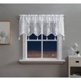 thumbnail image 1 of DecoSource - White English Rose Design - Lace Semi Sheer Voile Valance Rod Pocket with 4 Tassels - for Living Room Bedroom, Bathroom Kitchen and More 1 Valance 54" W x 22" L Each, White, 1 of 3