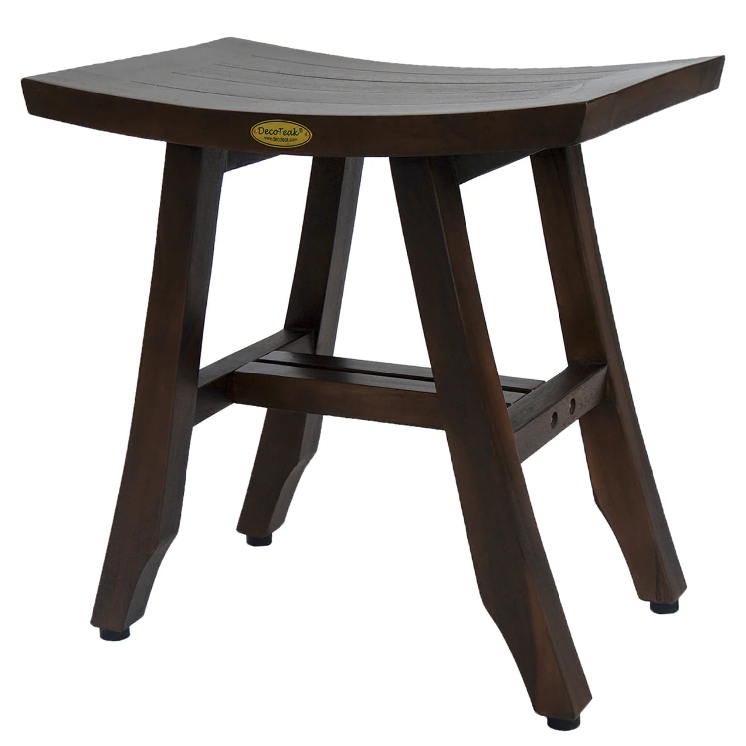 Compact Woodland Brown Teak Shower Bench with Adjustable Foot Levelers