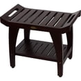 thumbnail image 1 of DecoTeak® Tranquility® 24" Teak Wood Shower Bench with Shelf and LiftAide® Arms in Woodland Brown Finish, 1 of 5