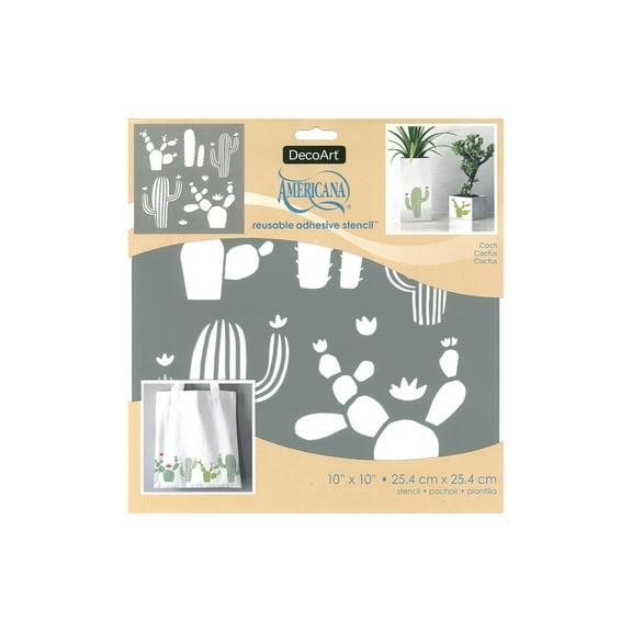 Decoart Americana Adh Stencil 10x10 Cacti