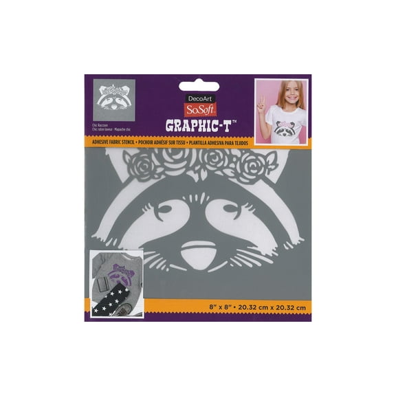 Decoart SoSoft Fabric Stencil 8x8" Chic Raccoon