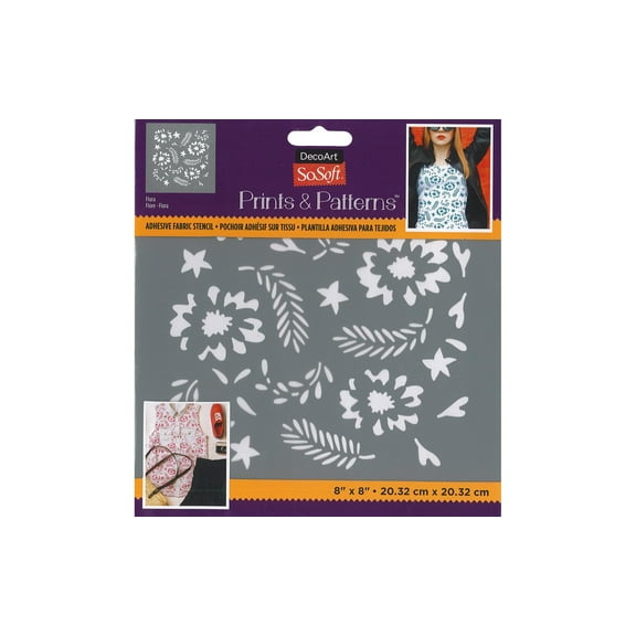 Decoart SoSoft Fabric Stencil 8x8" Flora