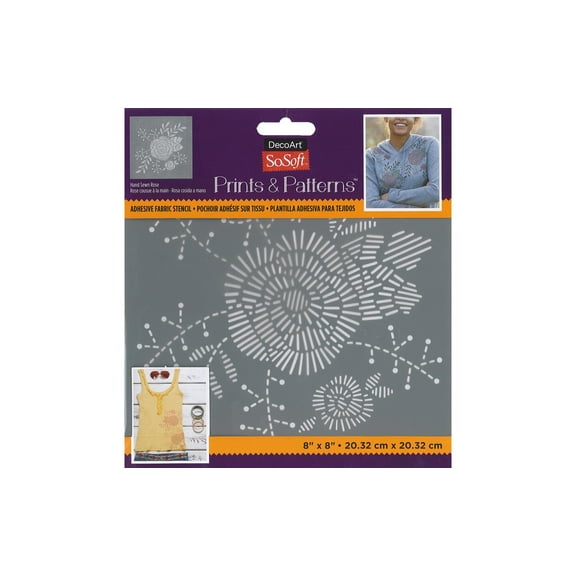 Decoart SoSoft Fabric Stencil 8x8" Hand-Sewn Rose