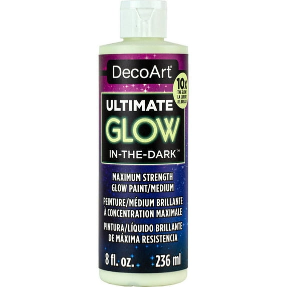 DecoArt Ultimate Glow Glow-in-the-Dark Acrylic Paint, High-Intensity, 8 fl oz